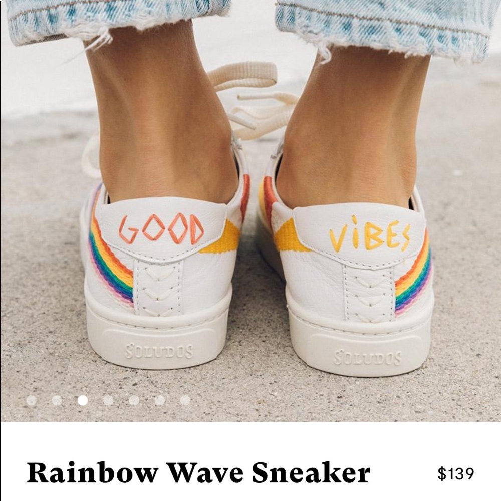 Soludos Rainbow Wave Leather Sneaker, size 6